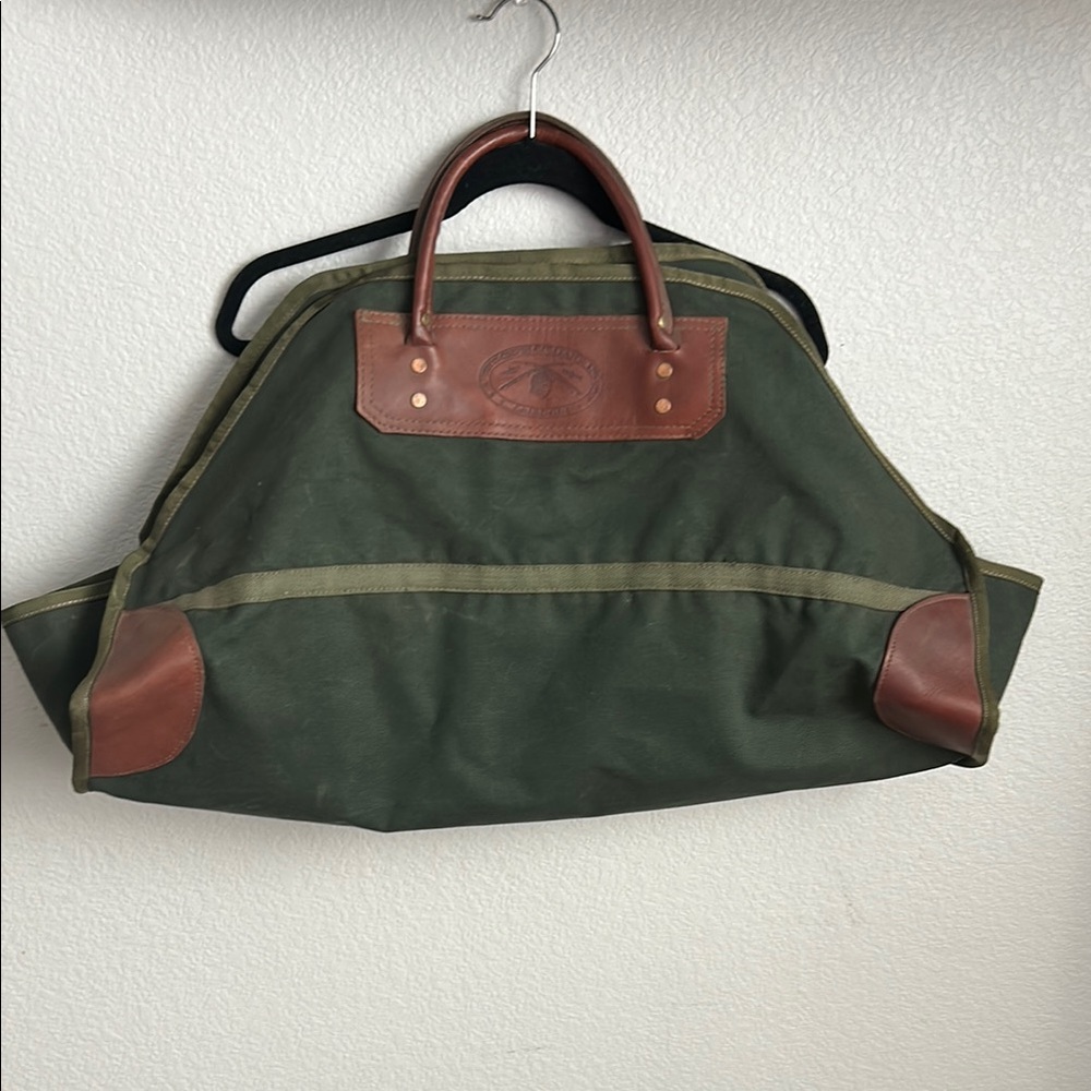 Orvis Green and Brown Sporting Bag with Leather Accents